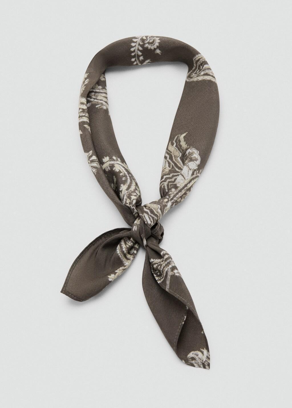 Brown Printed Scarf, Brown, medium