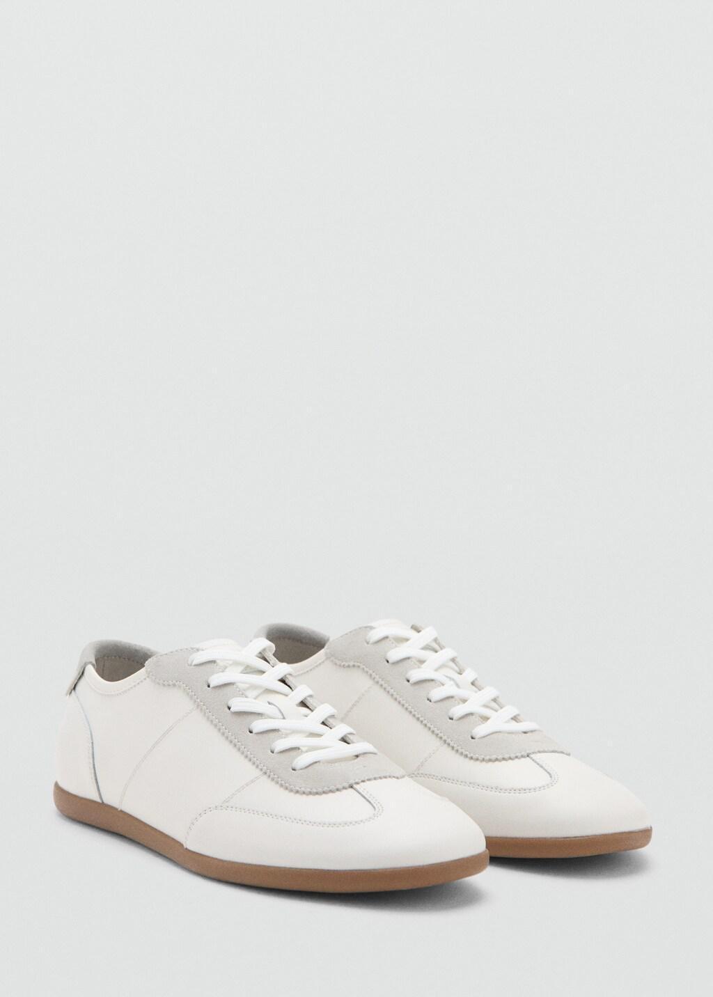 WHITE Leather mixed sneakers, White, large image number 0