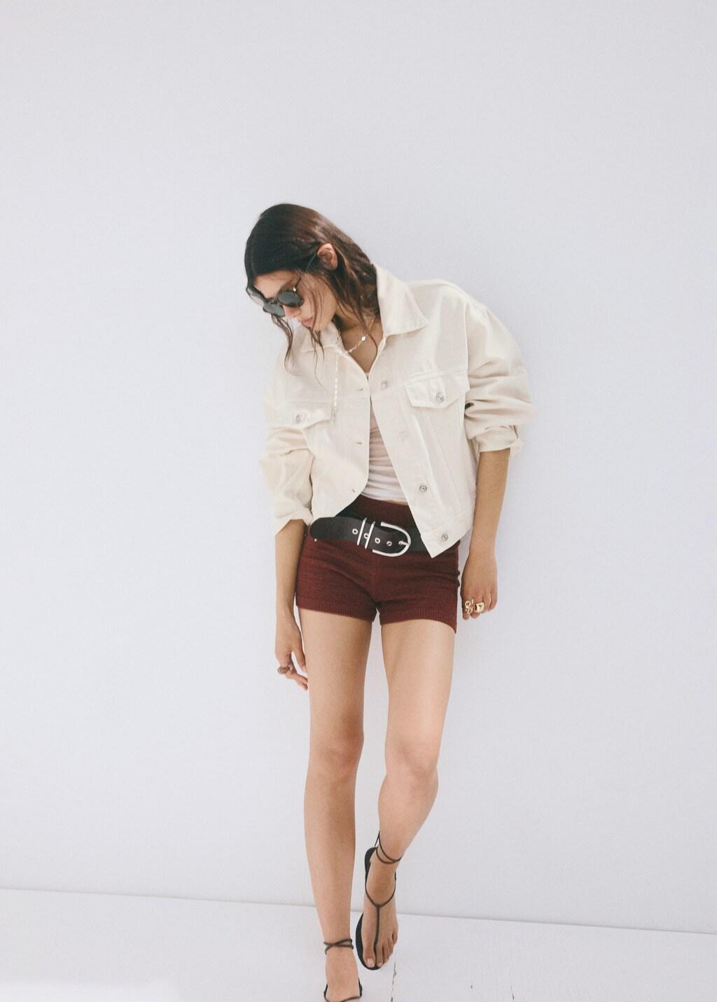 Beige Pockets Denim Jacket, Light Beige, large image number 0