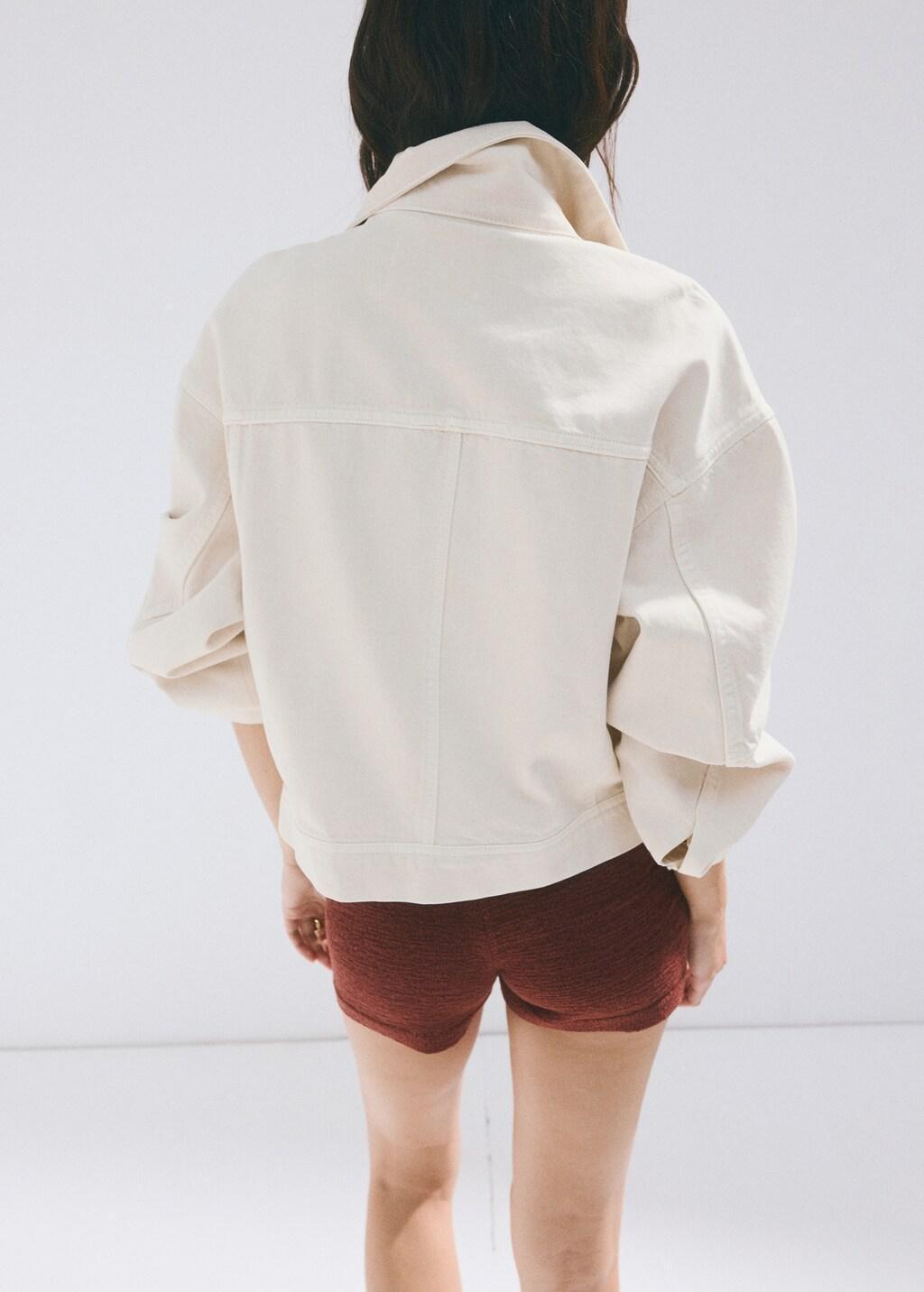 Beige Pockets Denim Jacket, Light Beige, large image number 2