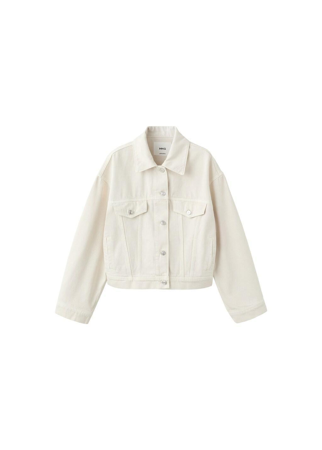Beige Pockets Denim Jacket, Light Beige, large image number 6
