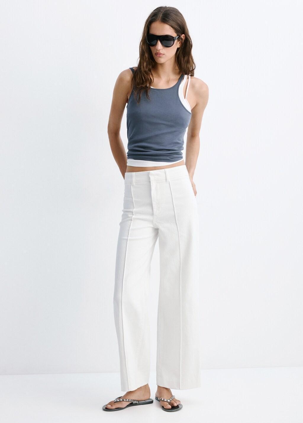 WHITE High-waisted wideleg jeans, White, large image number 0
