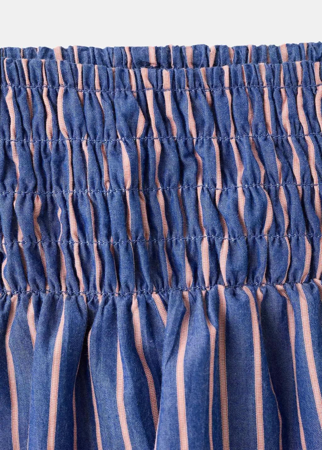 Blue Striped Cotton Skirt, Kids Girls, Medium Blue, large image number 0