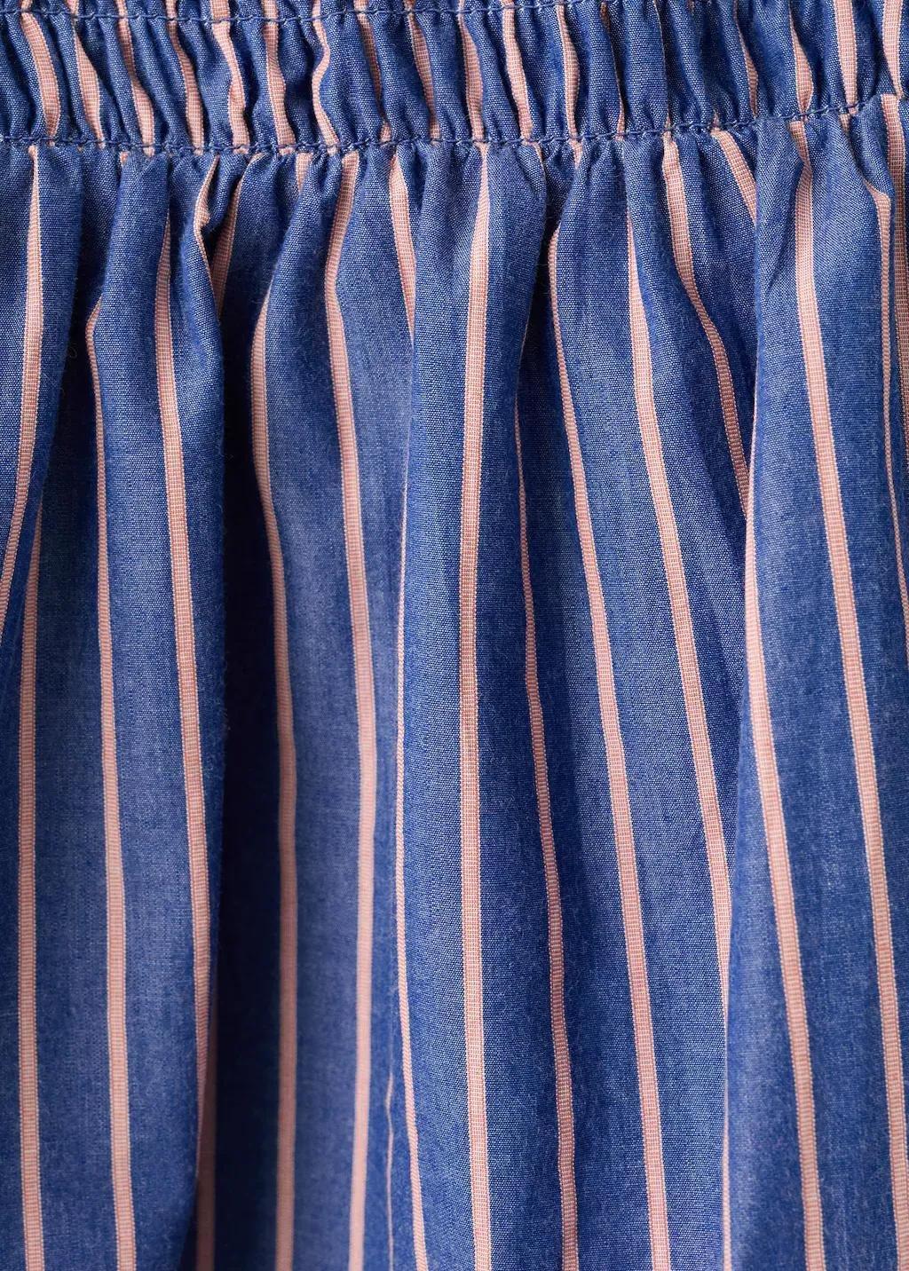 Blue Striped Cotton Skirt, Kids Girls, Medium Blue, large image number 2