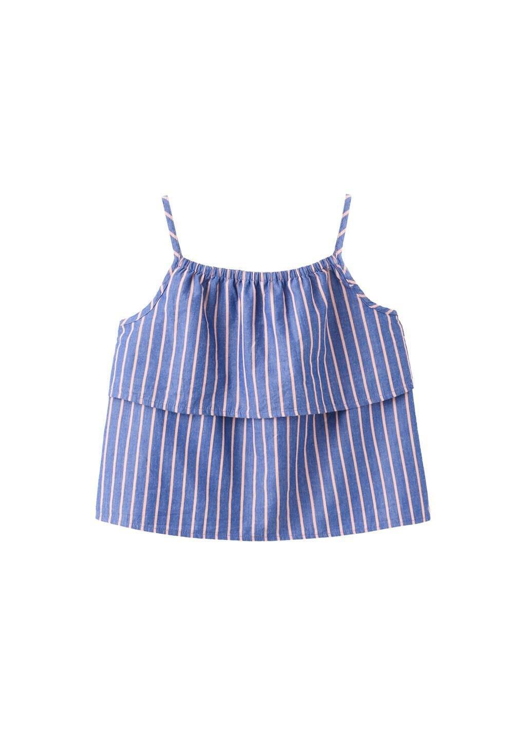 Blue Striped Cotton Skirt, Kids Girls, Medium Blue, large image number 4