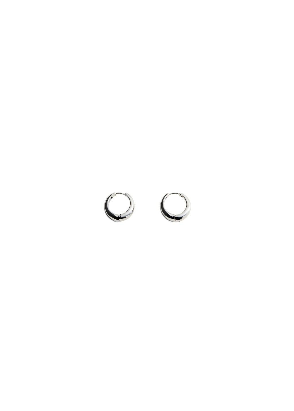 Silver Hoop Earrings, Silver, medium