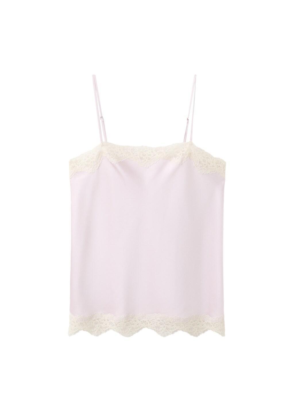 Purple Lt Pastel Lace Detail Satin Top, Light-Pastel Purple, large image number 5