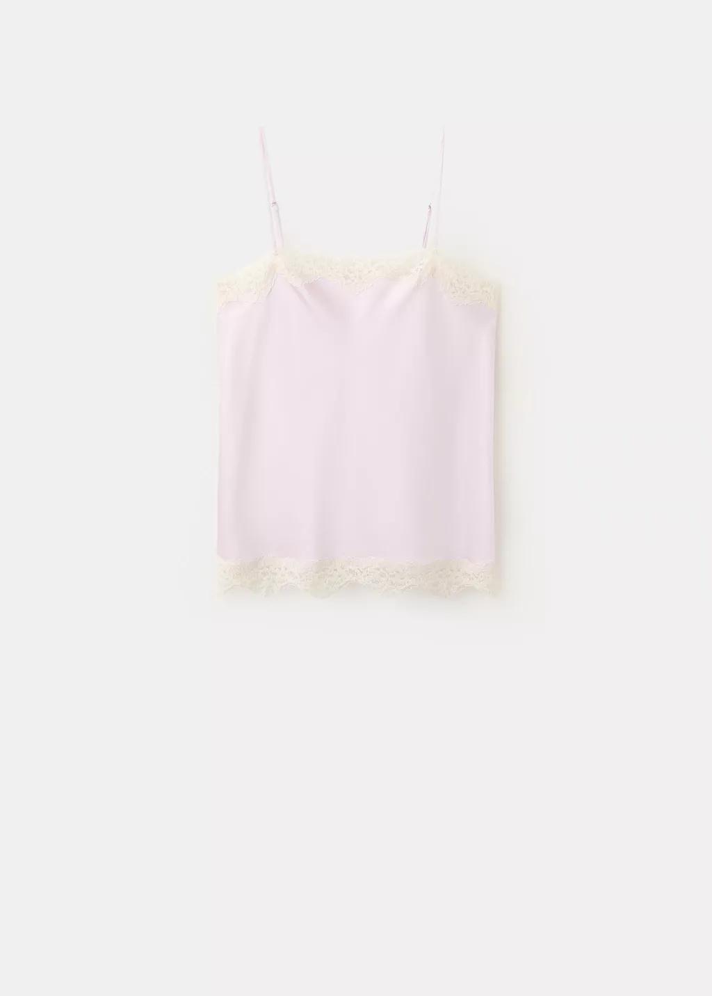 Purple Lt Pastel Lace Detail Satin Top, Light-Pastel Purple, large image number 6