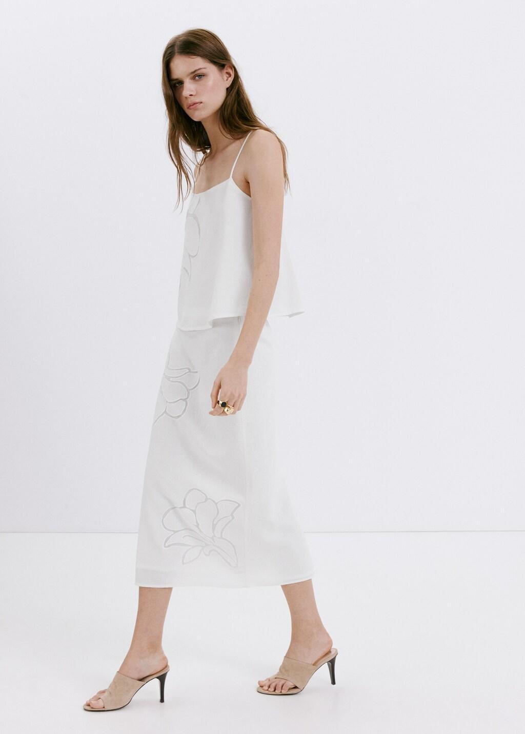 WHITE Floral detail strappy top, White, large image number 0