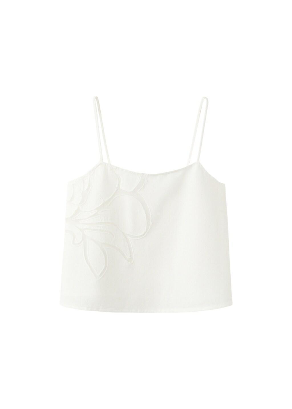WHITE Floral detail strappy top, White, large image number 5