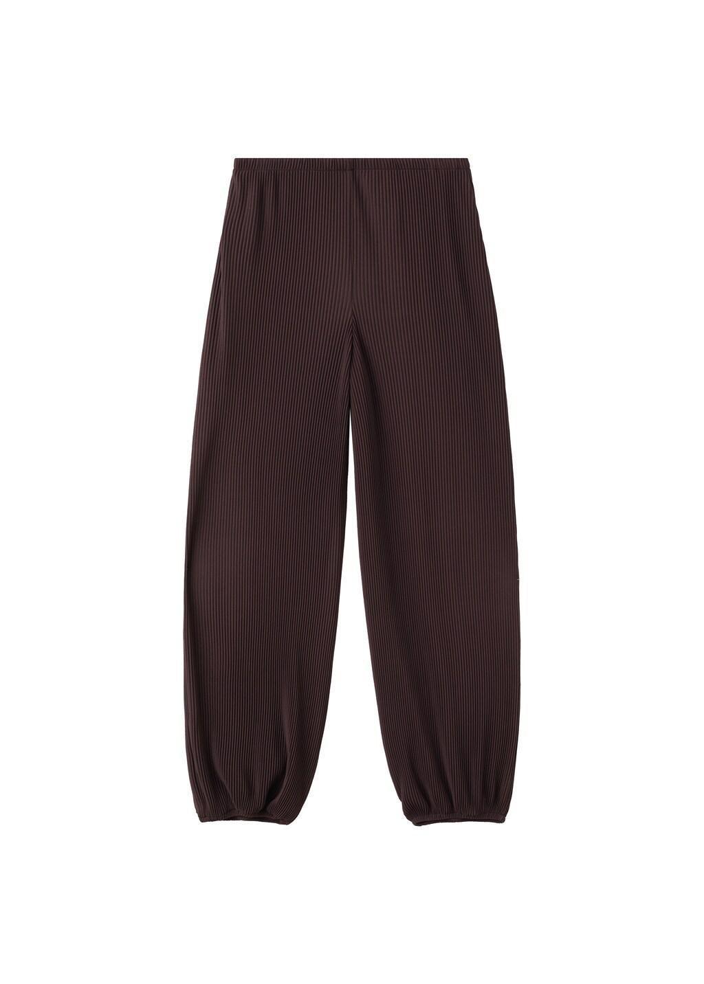 Brown Textured Harem Pants, Dark Brown, large image number 6