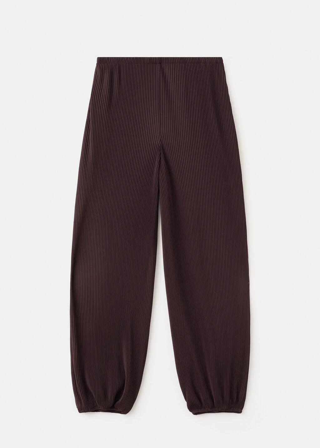 Brown Textured Harem Pants, Dark Brown, large image number 7