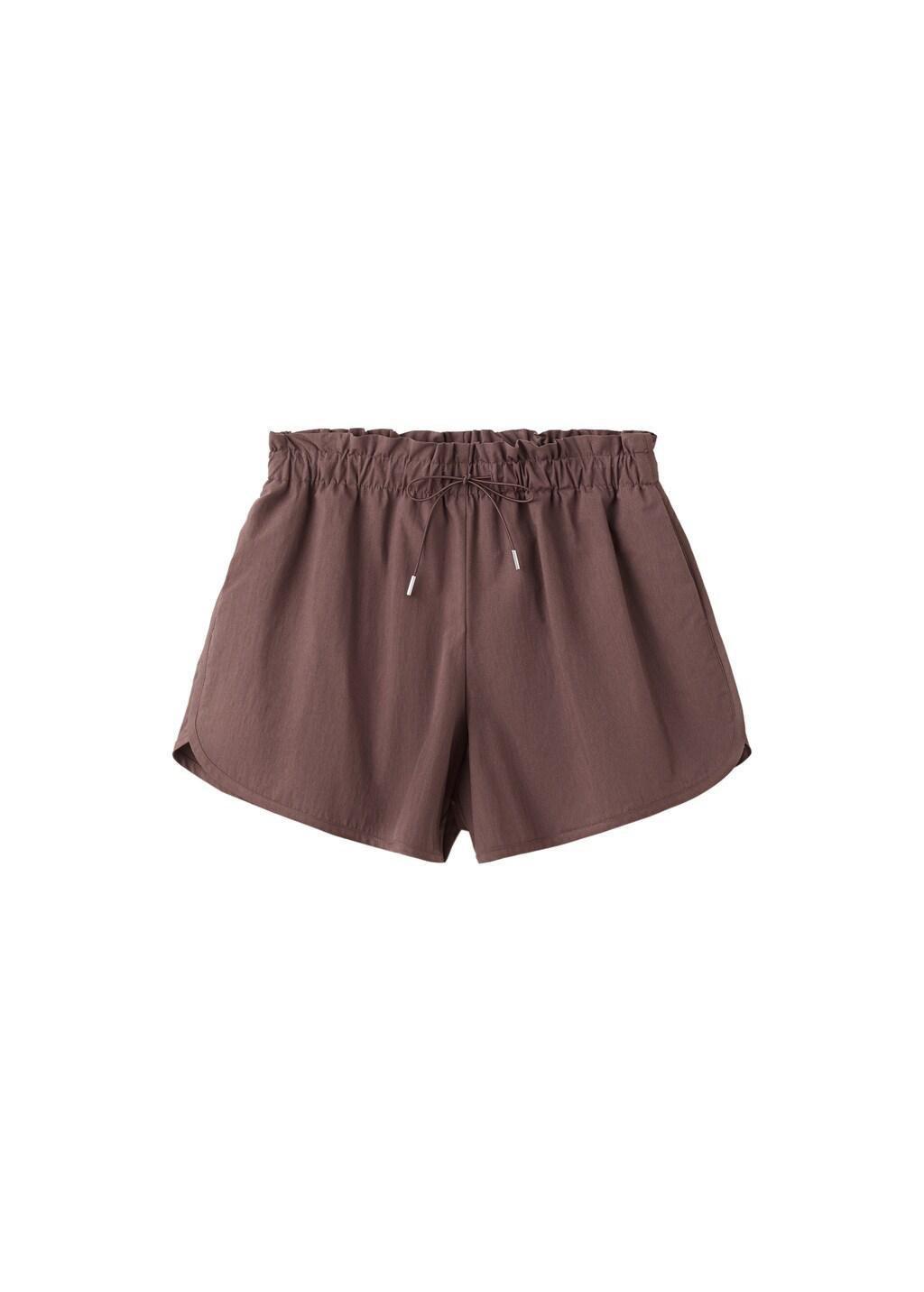Purple Straight Shorts With Ruched Waist, Medium Purple, large image number 6
