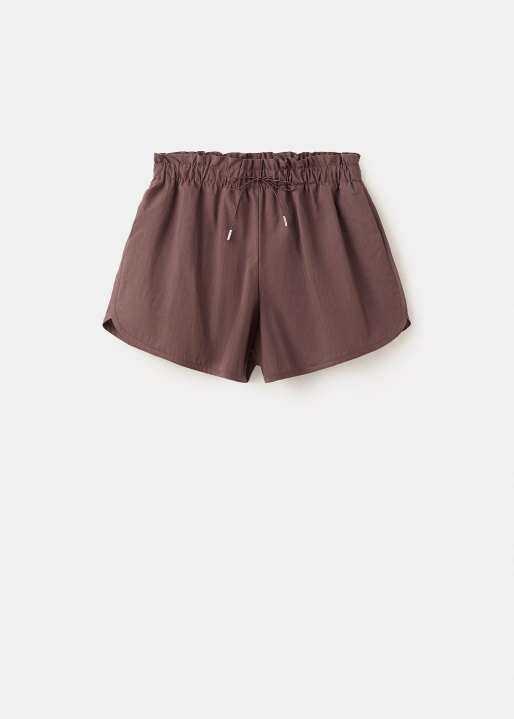 Purple Straight Shorts With Ruched Waist, Medium Purple, large image number 7
