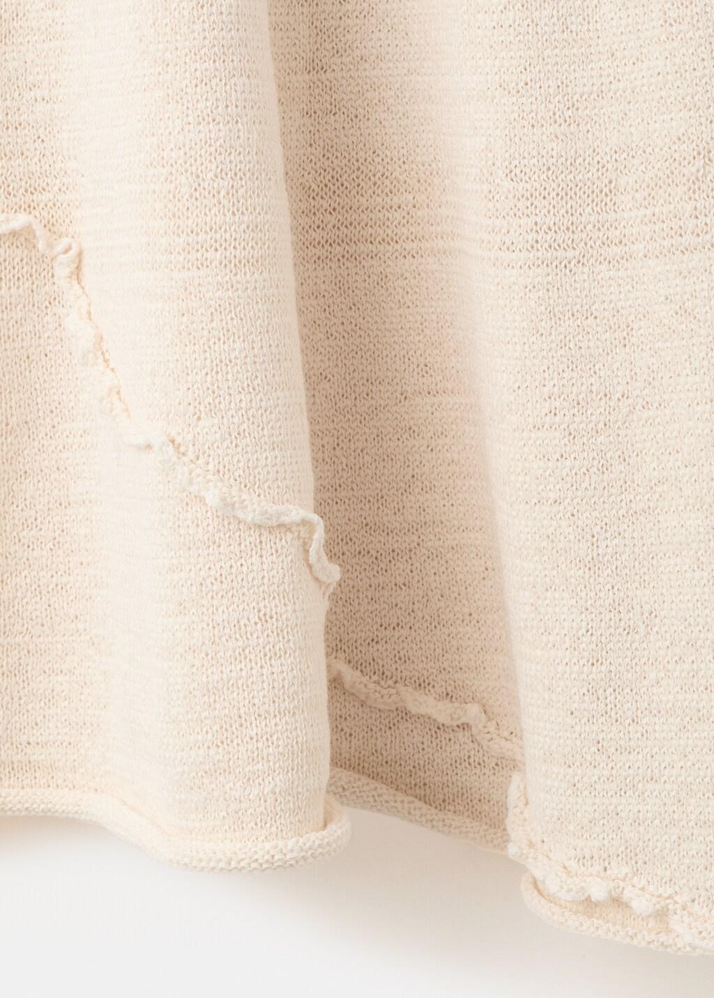 Brown Ribbed Skirt With Wavy Stitching Details, Light Pastel Brown, large image number 5