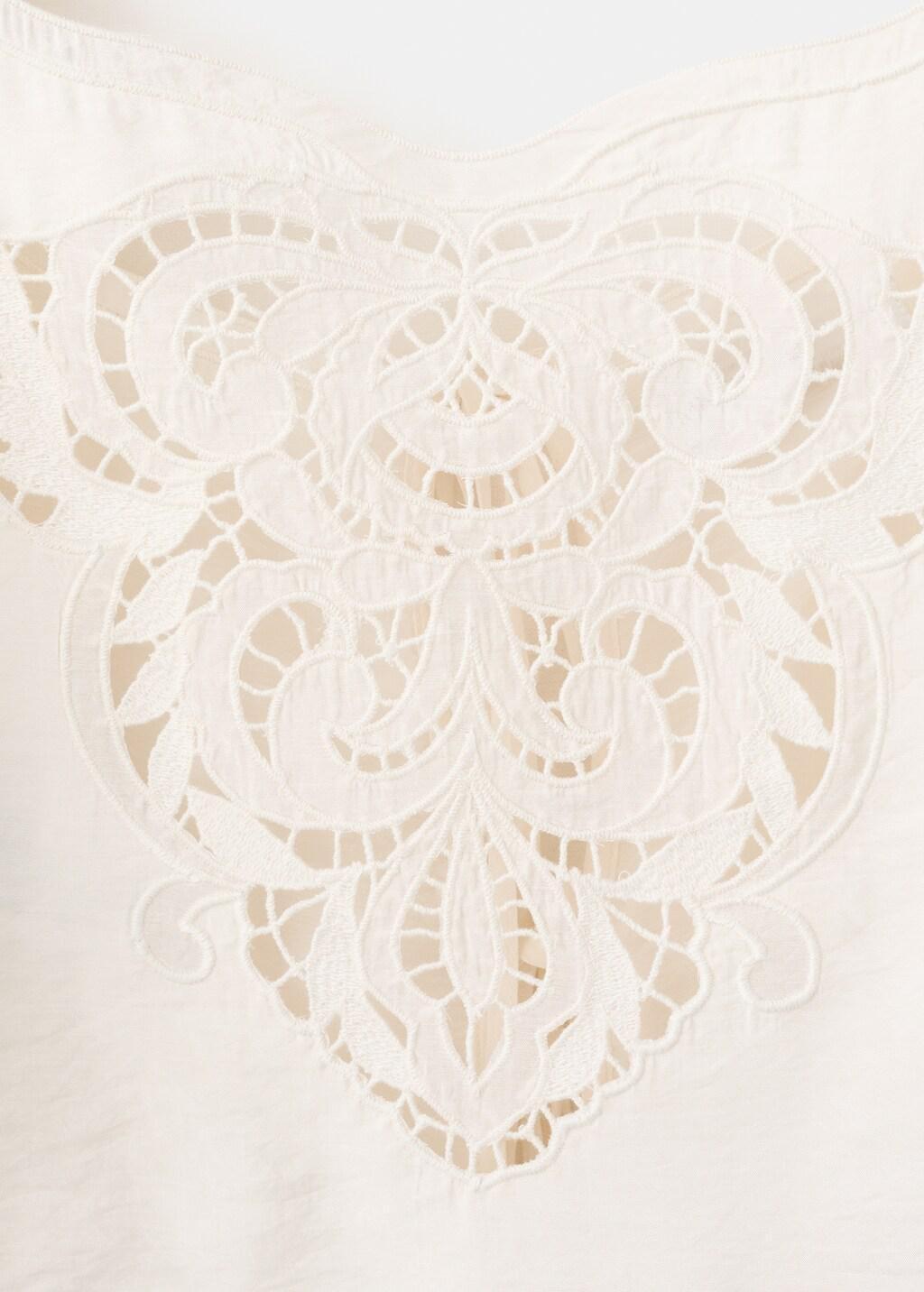 White Broderie Anglaise Crop Top, Natural White, large image number 1