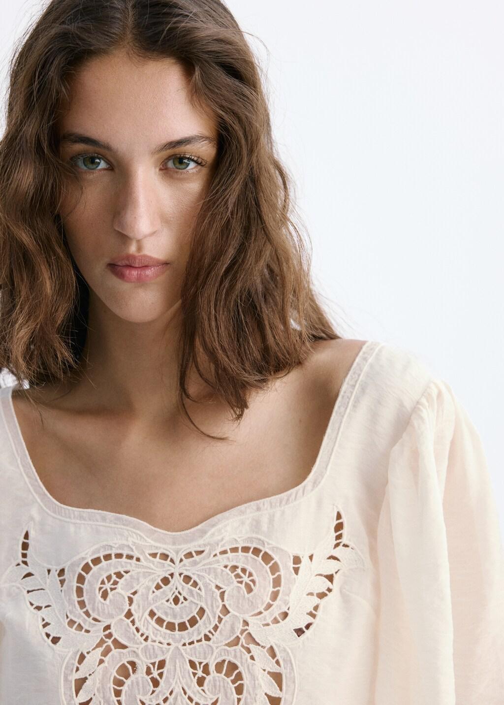 White Broderie Anglaise Crop Top, Natural White, large image number 4