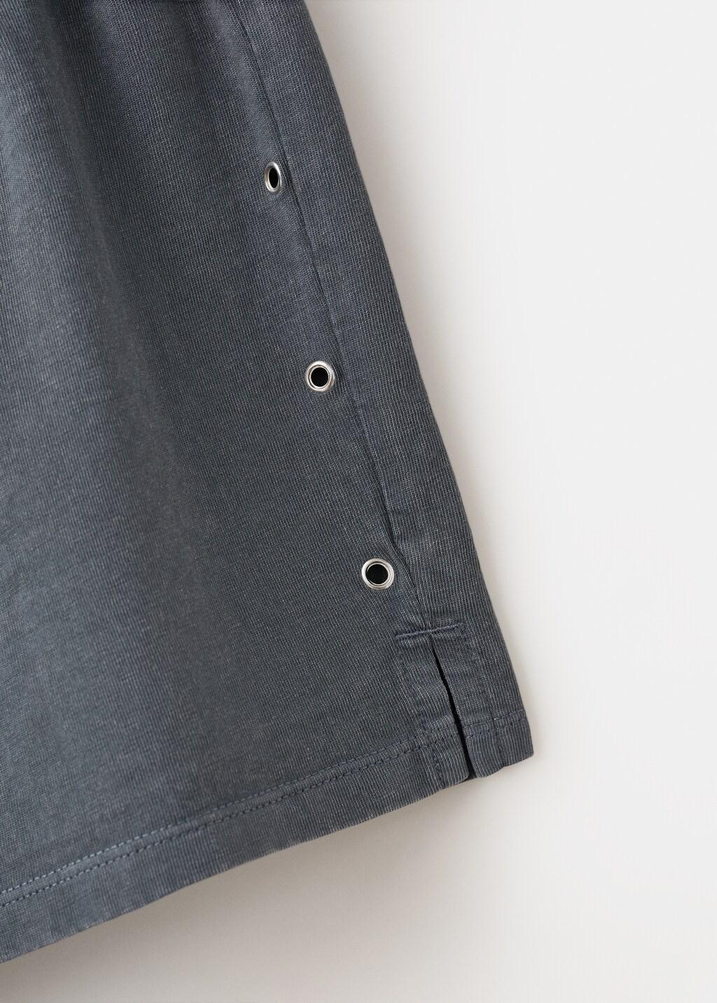 Grey Cotton Eyelets Shorts, Kids Girls, Charcoal, large image number 0