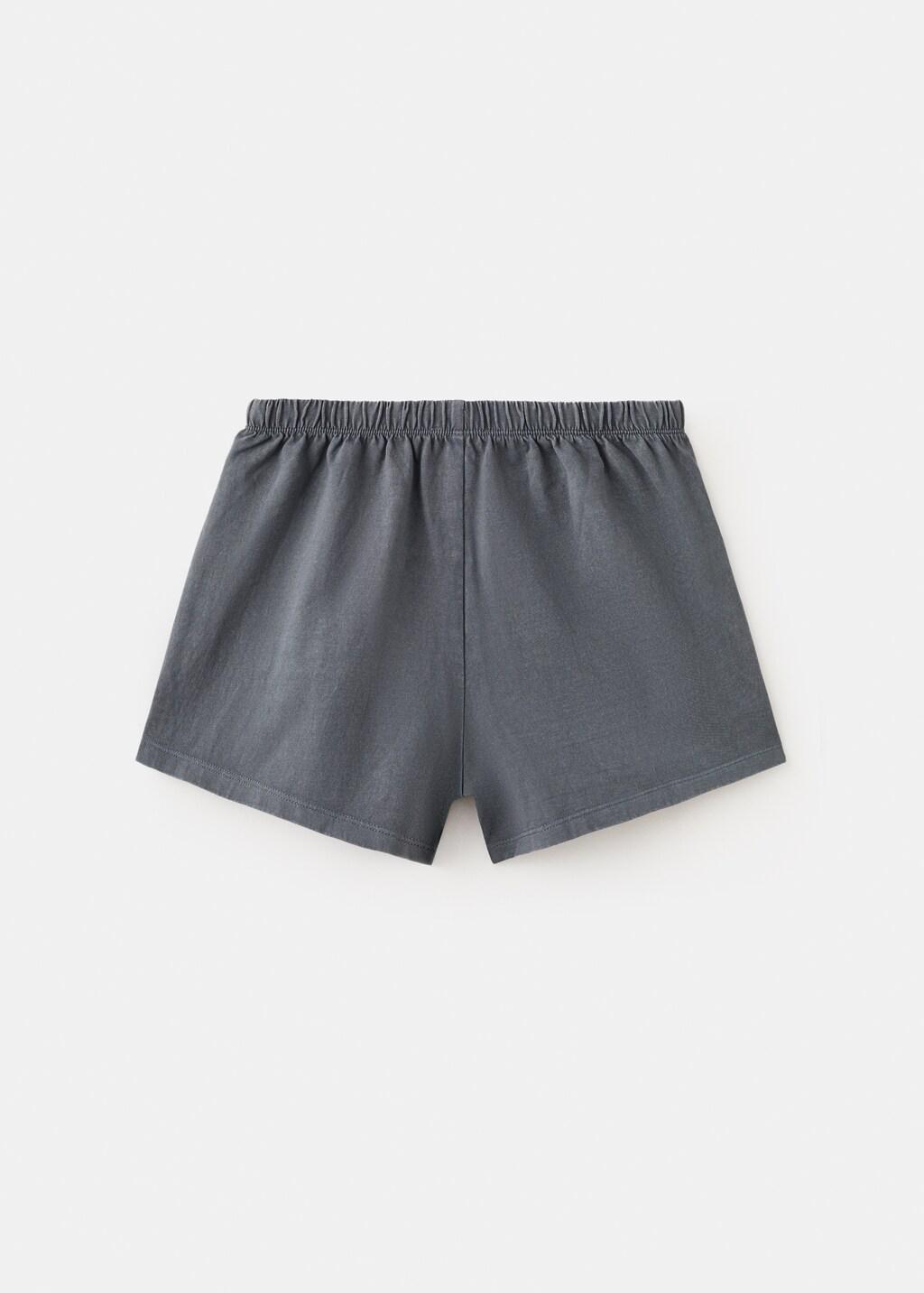 Grey Cotton Eyelets Shorts, Kids Girls, Charcoal, large image number 1
