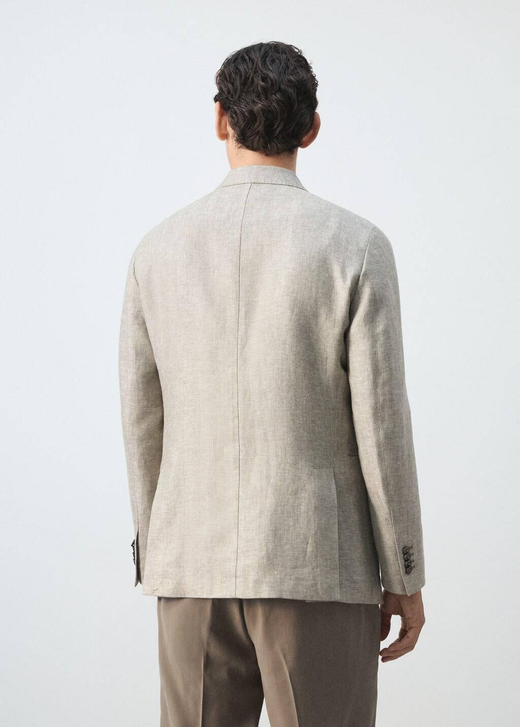 Green 100% Linen Slim Fit Jacket, Green, large image number 2