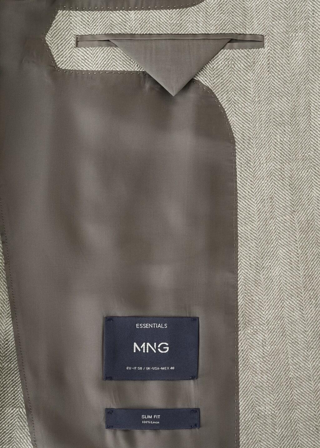 Green 100% Linen Slim Fit Jacket, Green, large image number 5