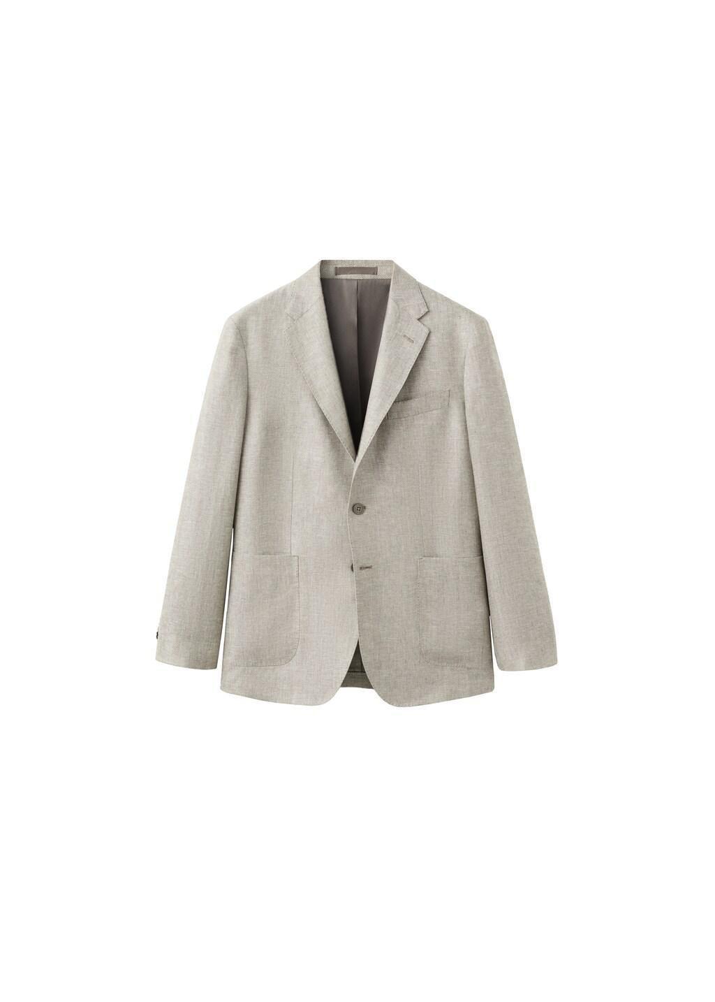 Green 100% Linen Slim Fit Jacket, Green, large image number 6