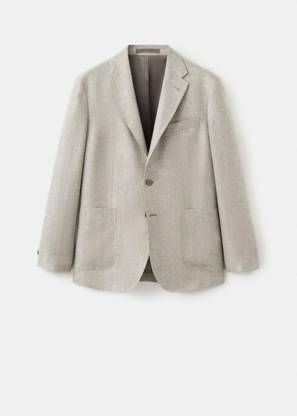 Green 100% Linen Slim Fit Jacket, Green, large image number 7