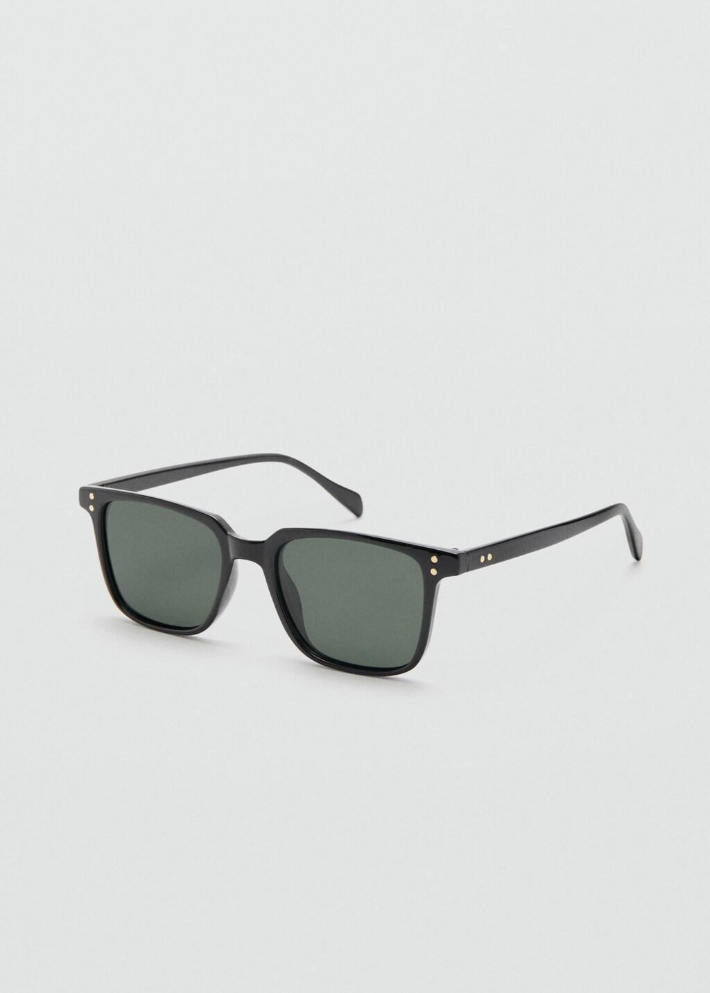 Black Rectangular-Frame Sunglasses, Black, large image number 0
