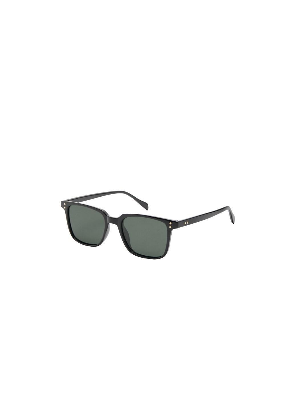 Black Rectangular-Frame Sunglasses, Black, large image number 2