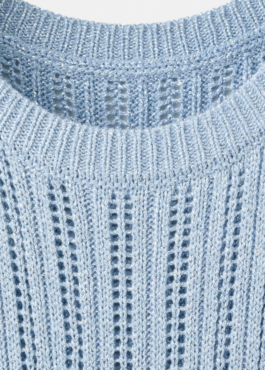 Blue Lt Pastel Long Openwork Knitted Dress, Light-Pastel Blue, medium