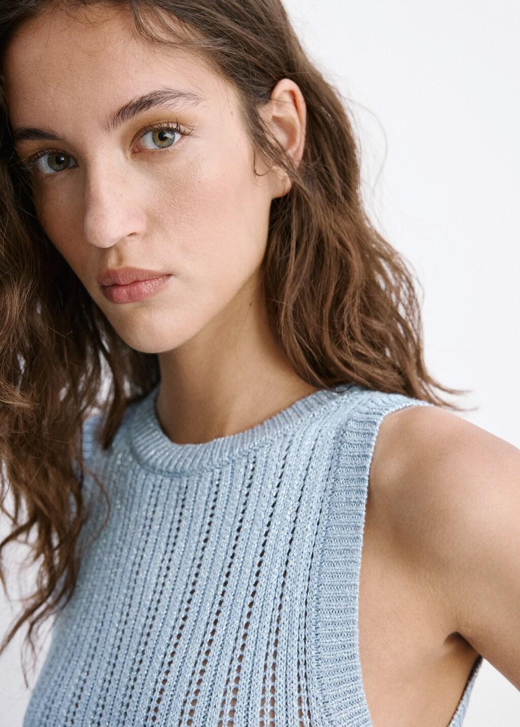 Blue Lt Pastel Long Openwork Knitted Dress, Light-Pastel Blue, large image number 4