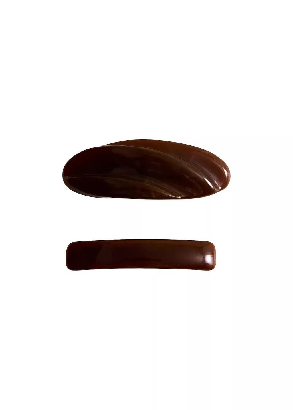 Brown Hairclip 2 Set, Brown, large image number 2