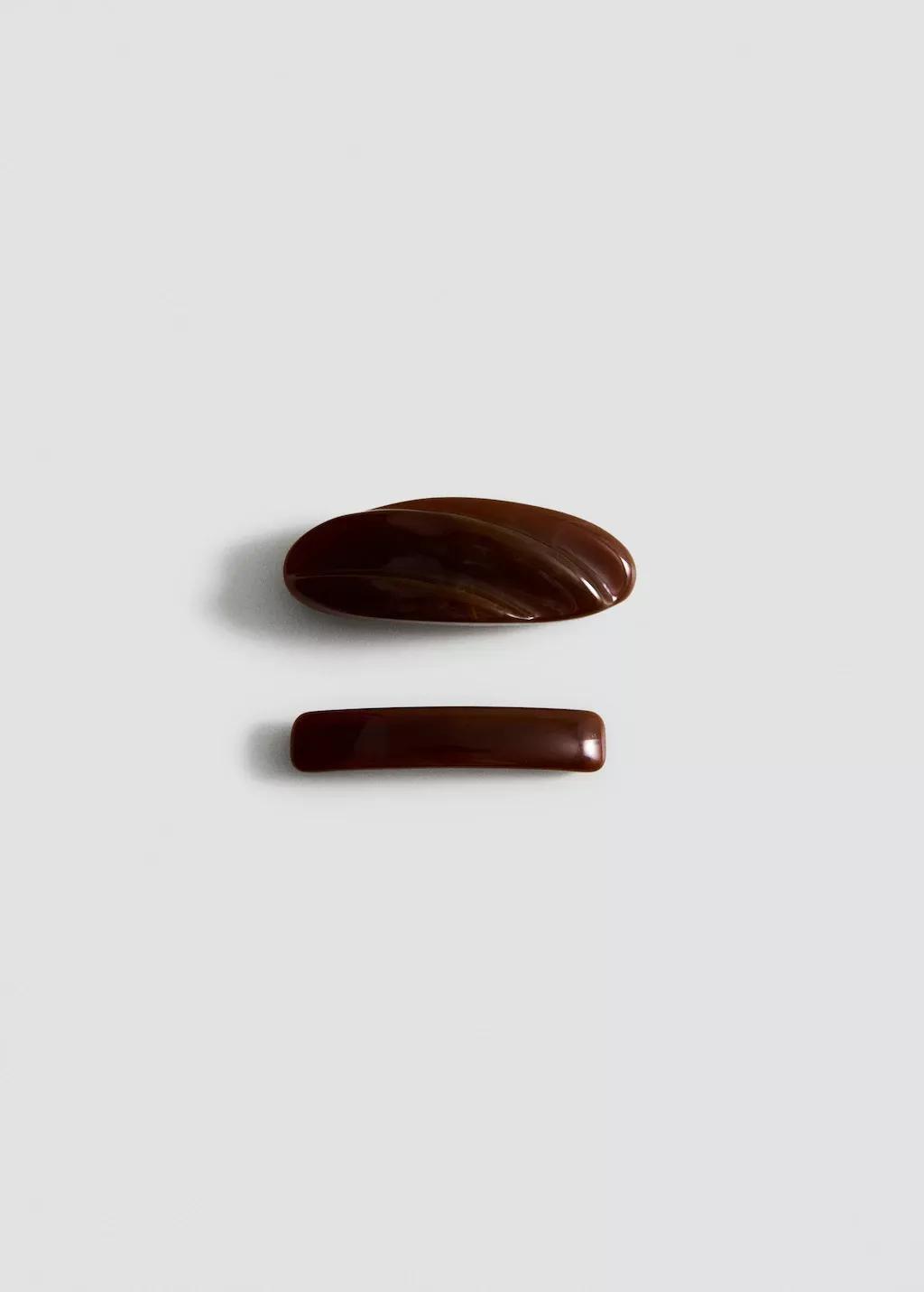 Brown Hairclip 2 Set, Brown, large image number 3