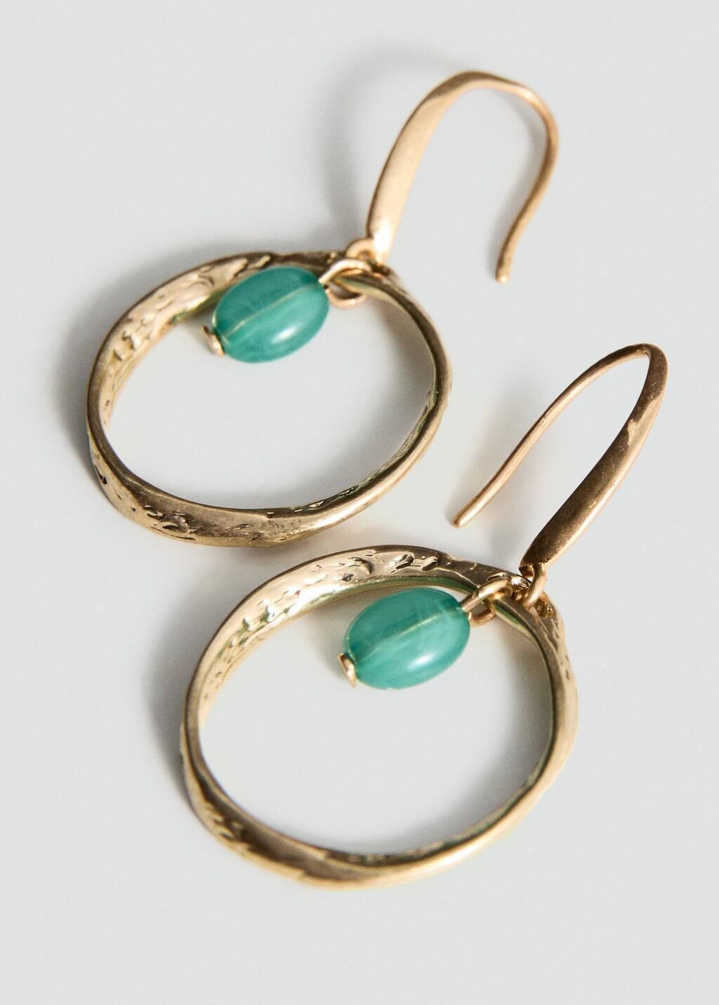 Gold Bead Hoop Earrings, Gold, large image number 0
