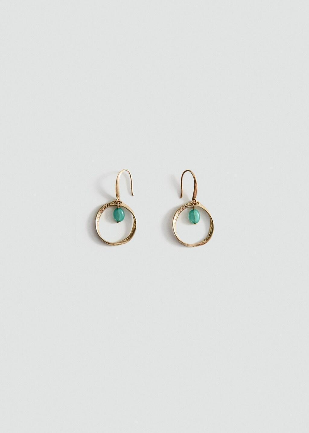 Gold Bead Hoop Earrings, Gold, large image number 2