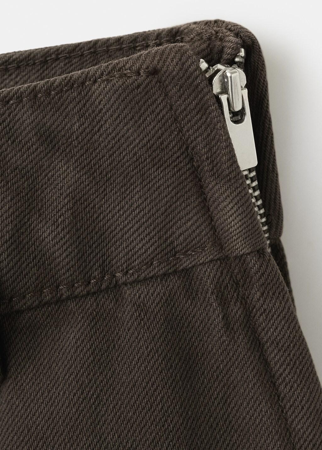 Brown Cargo Denim Culottes, Dark Brown, large image number 1