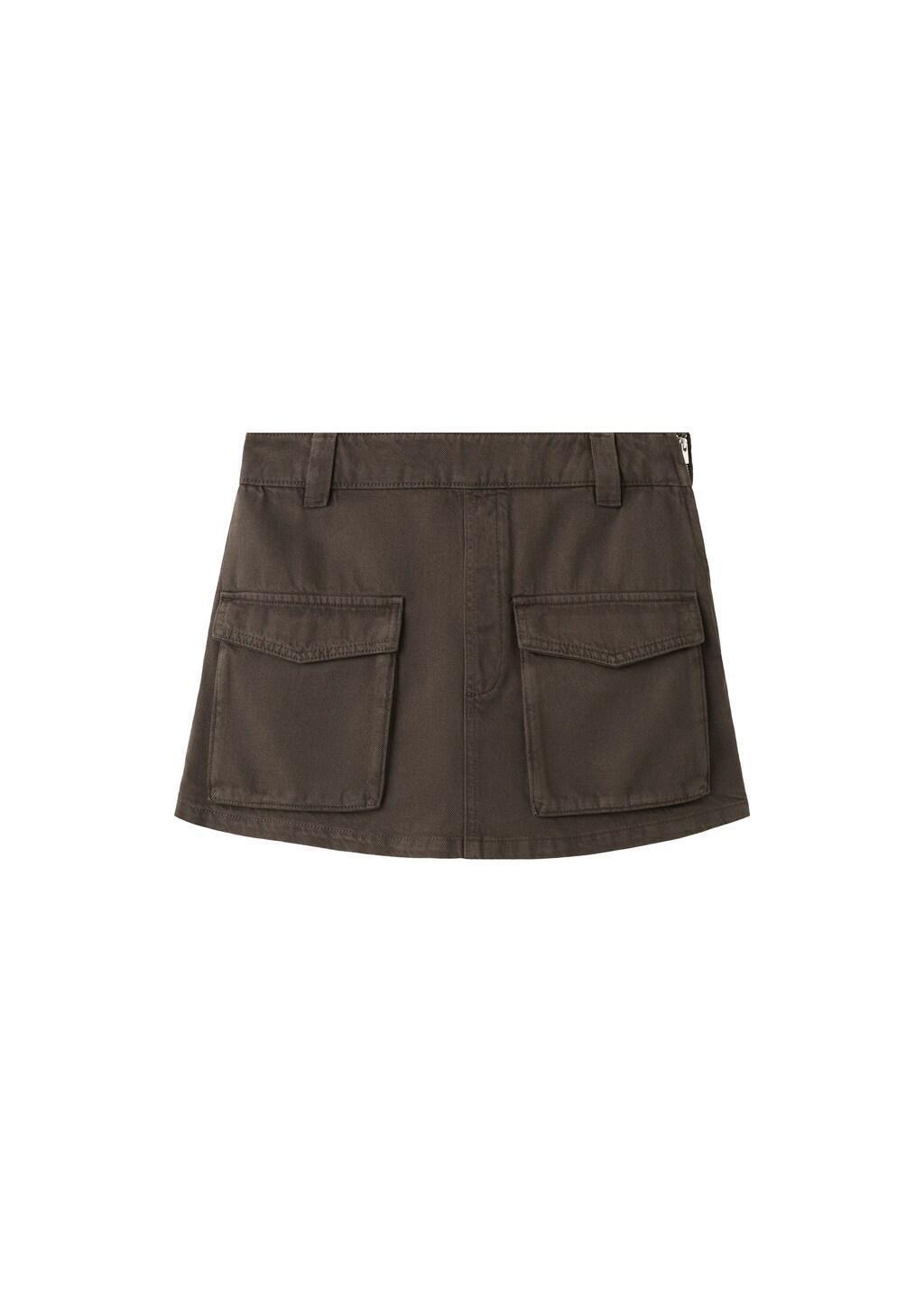 Brown Cargo Denim Culottes, Dark Brown, large image number 6