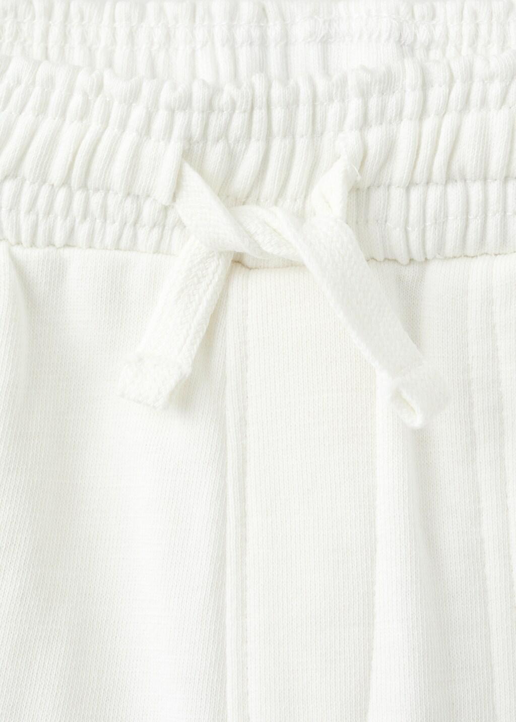 White Cotton Shorts With Drawstring, Kids Boys, Natural White, large image number 1