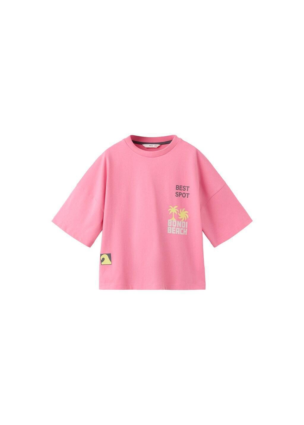 Pink Boxy Palm Tree Print T-Shirt, Kids Boys, Pink, large image number 6