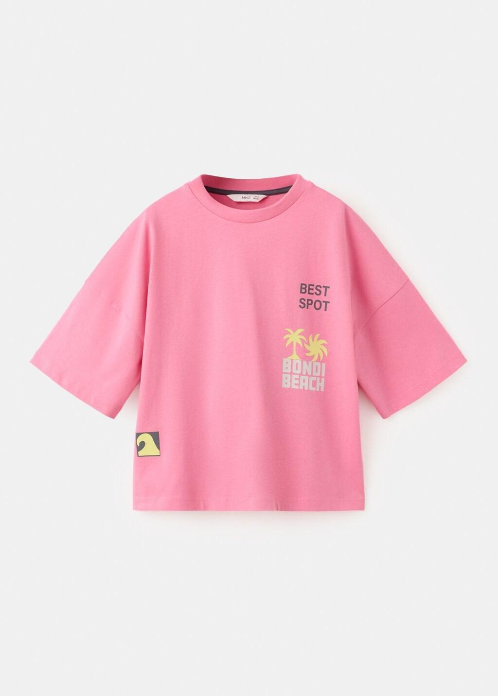 Pink Boxy Palm Tree Print T-Shirt, Kids Boys, Pink, large image number 7
