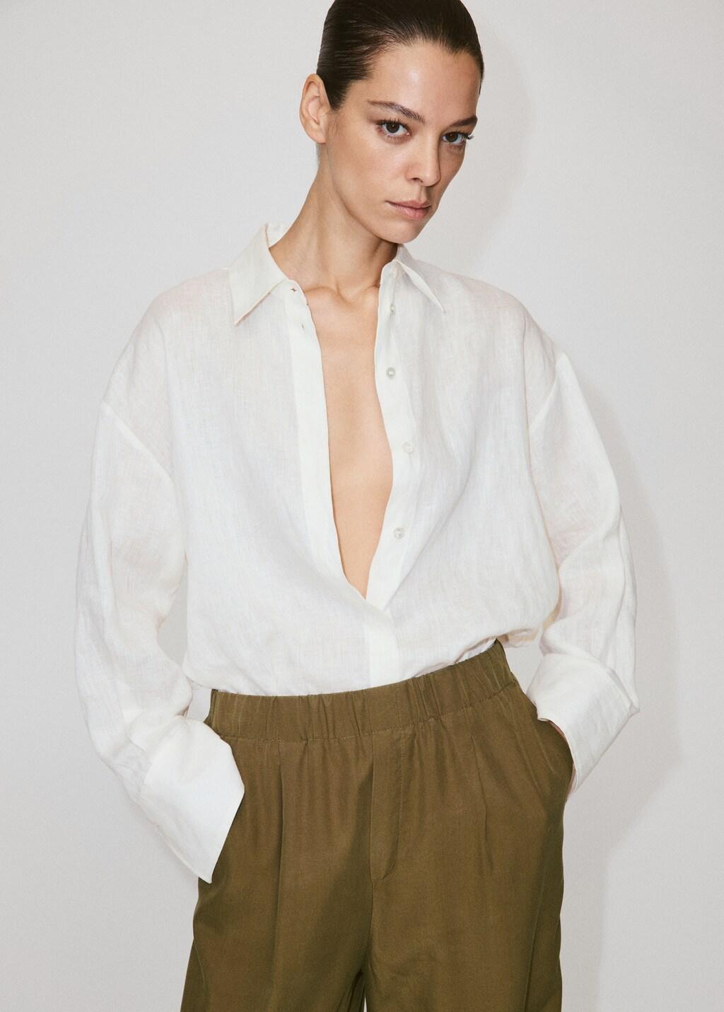 Khaki Baggy Lyocell Trousers, Beige - Khaki, large image number 3