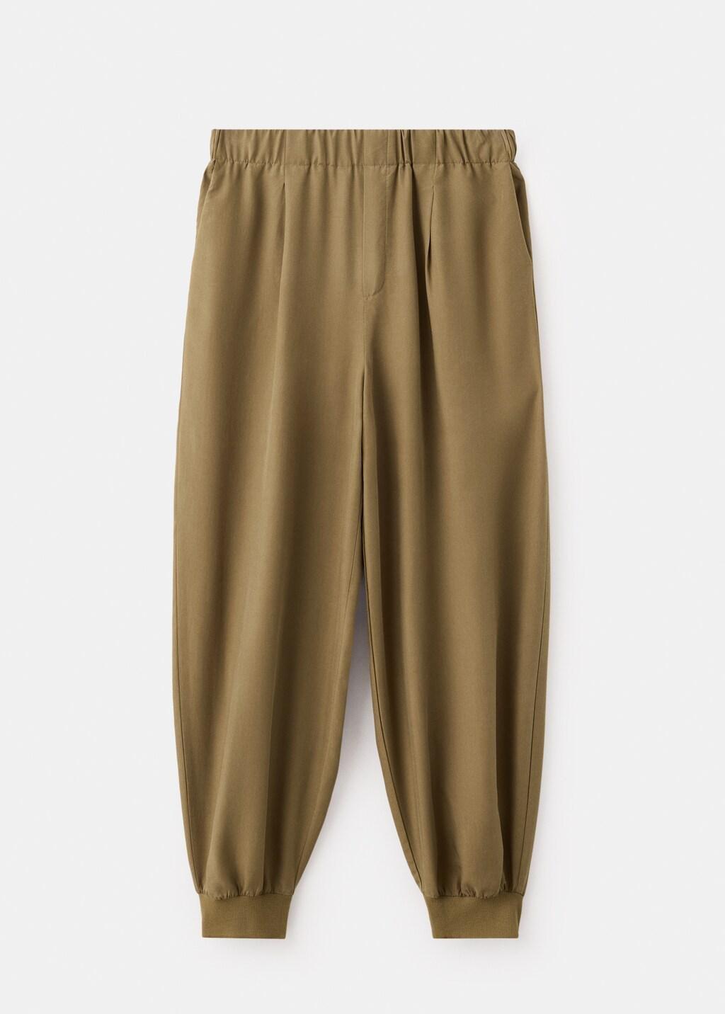 Khaki Baggy Lyocell Trousers, Beige - Khaki, large image number 7