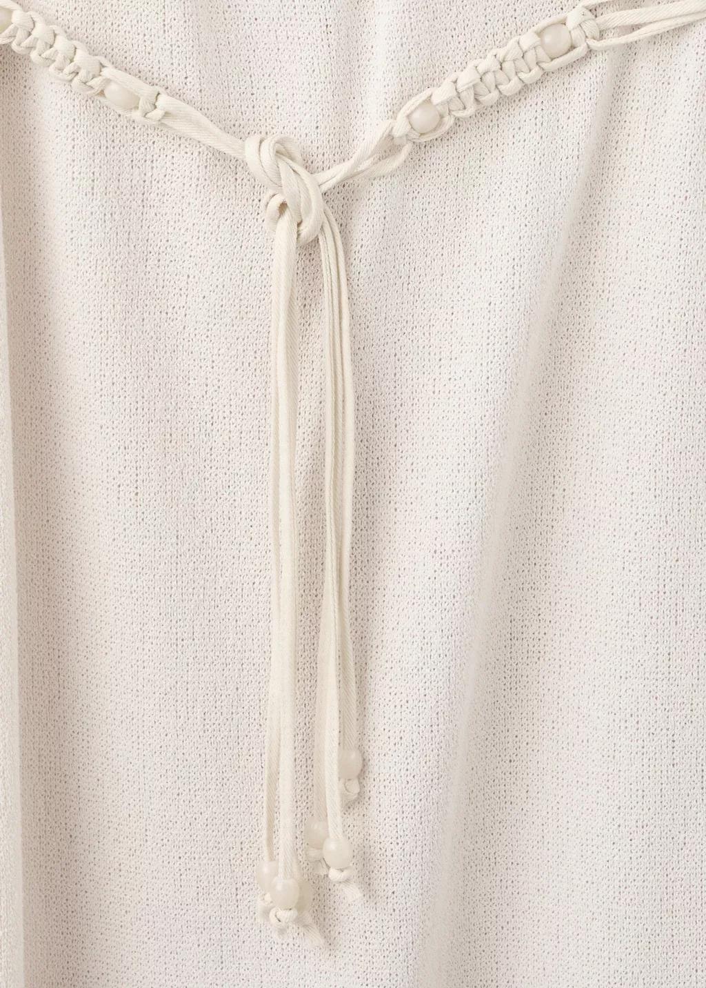 LIGHT BEIGE Halter knit dress with belt, Light Beige, large image number 4