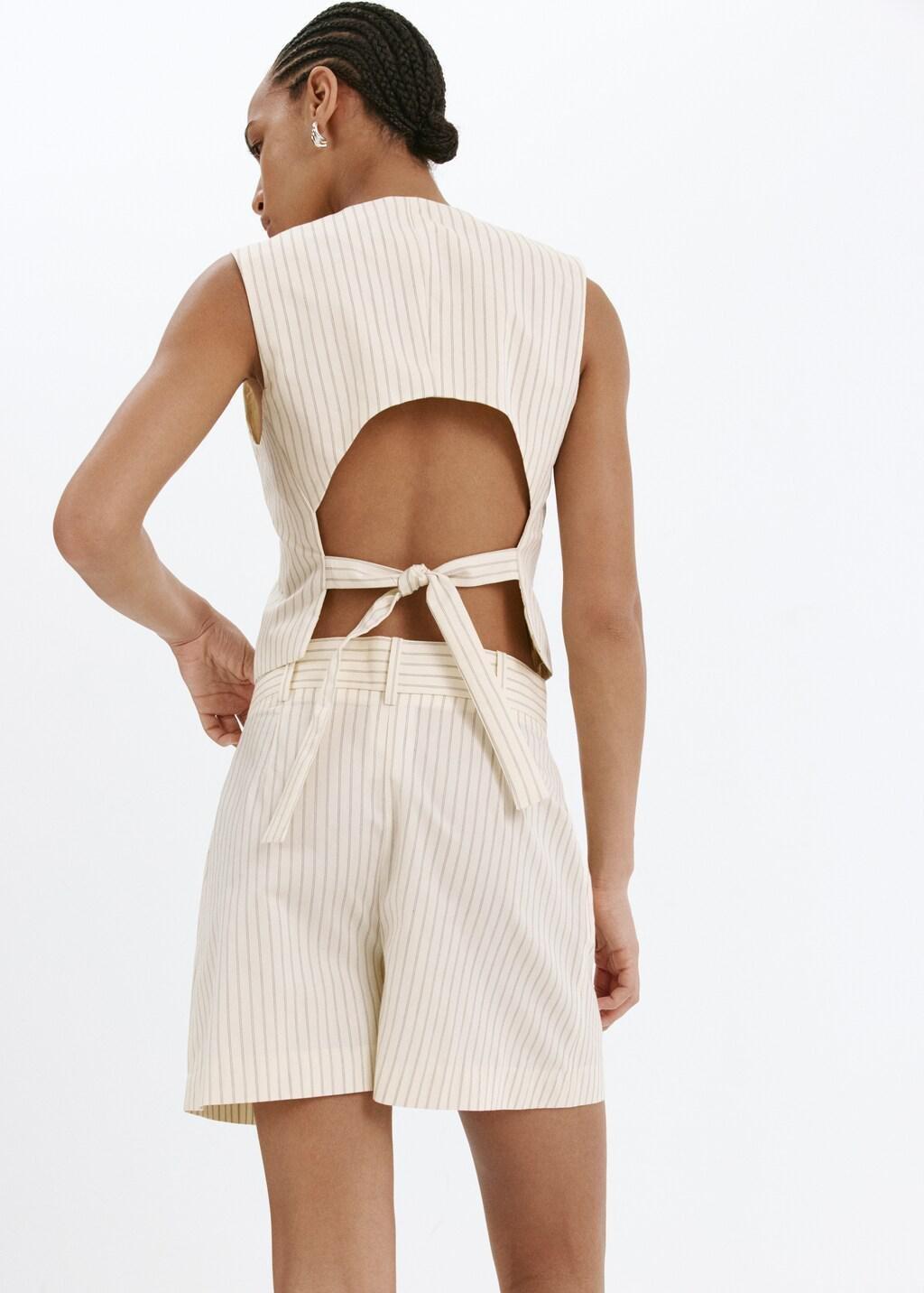 Yellow Pinstripe Open-Back Gilet, Yellow, large image number 2