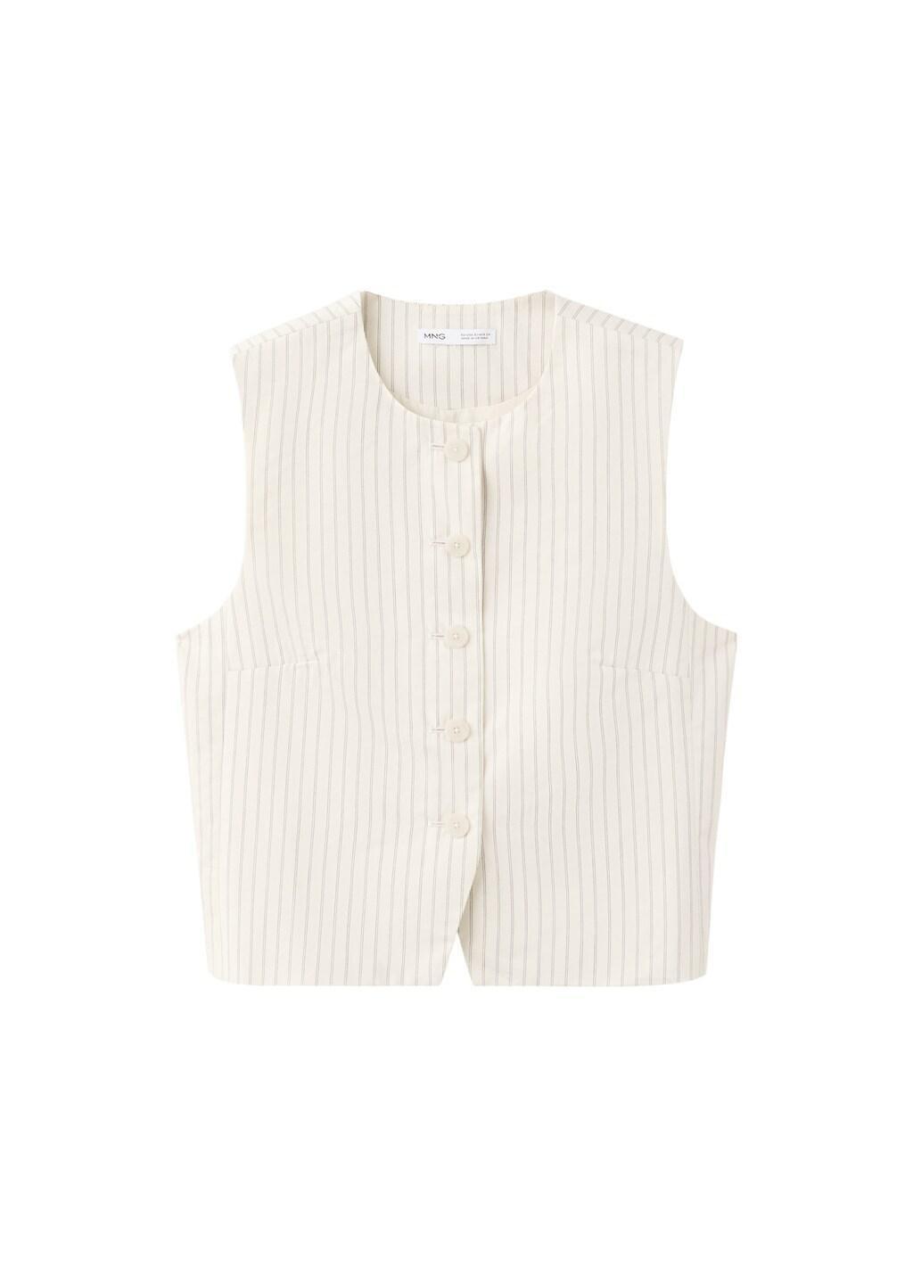 Yellow Pinstripe Open-Back Gilet, Yellow, large image number 6