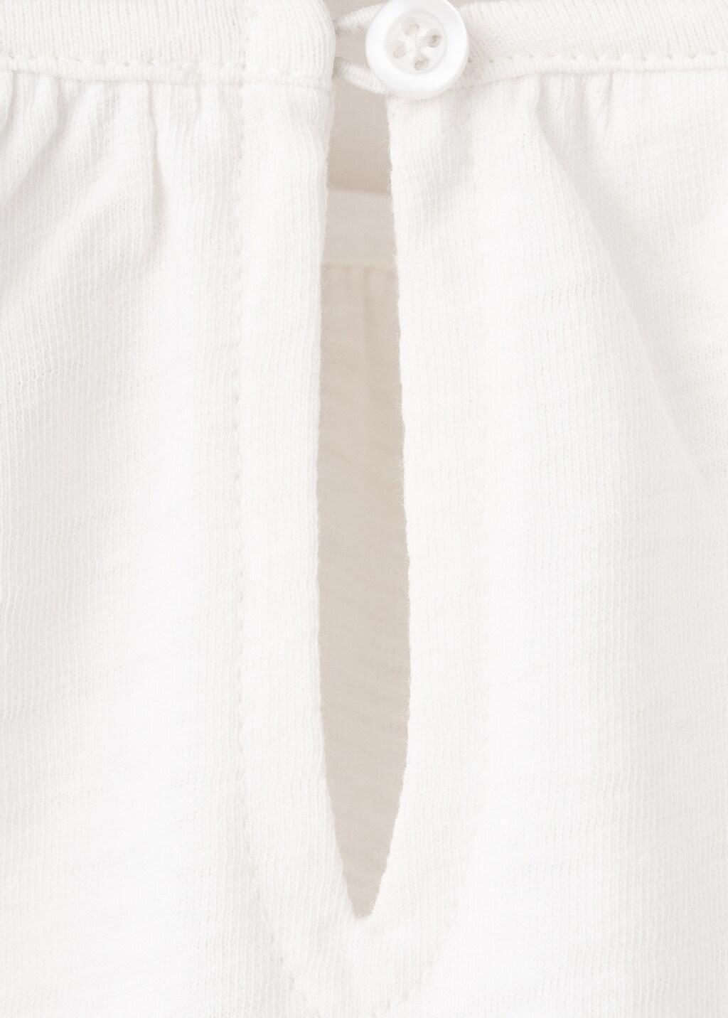 White Cotton T-Shirt With Embroidered Flowers, Baby Girl, Natural White, large image number 3