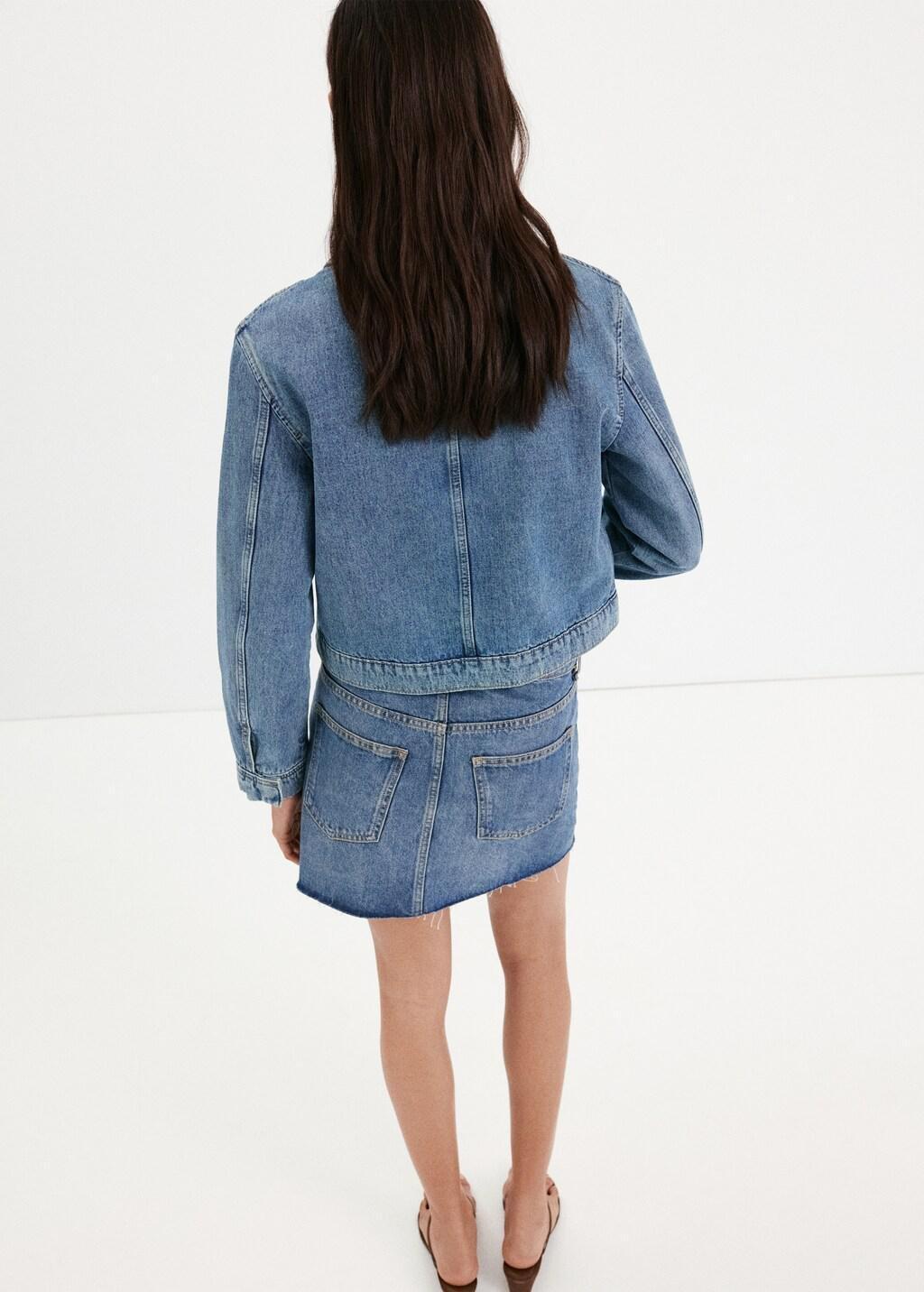 Blue Denim Jacket With Toggle Details, Open Blue, medium