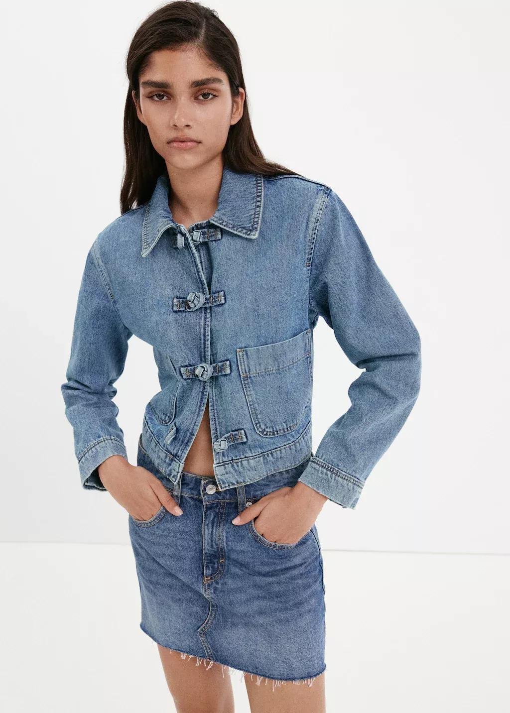 Blue Denim Jacket With Toggle Details, Open Blue, large image number 3