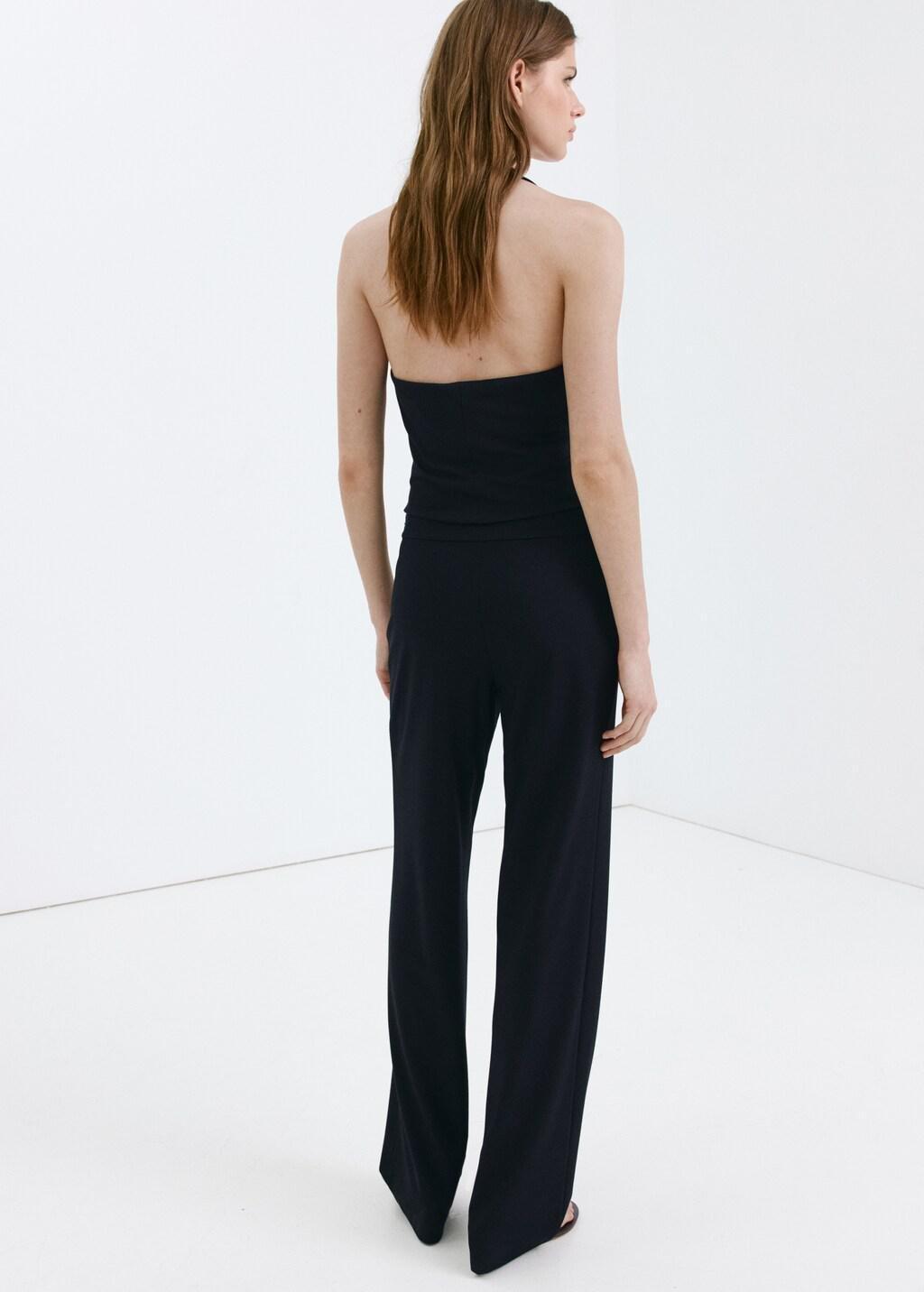 Navy Straight Mid-Rise Trousers, Navy, large image number 4