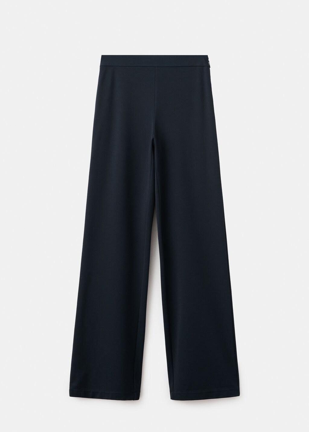 Navy Straight Mid-Rise Trousers, Navy, large image number 7